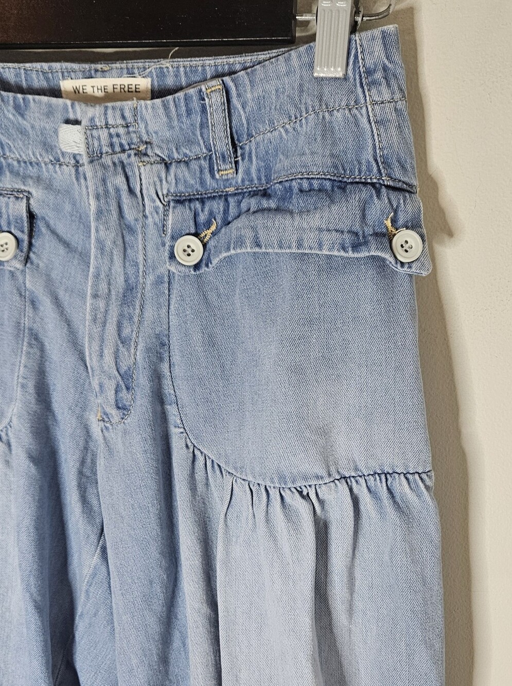 We The Free Lotus Balloon Jeans by Free People Barrel Leg Drawstring Ankles 26 - Picture 4 of 8